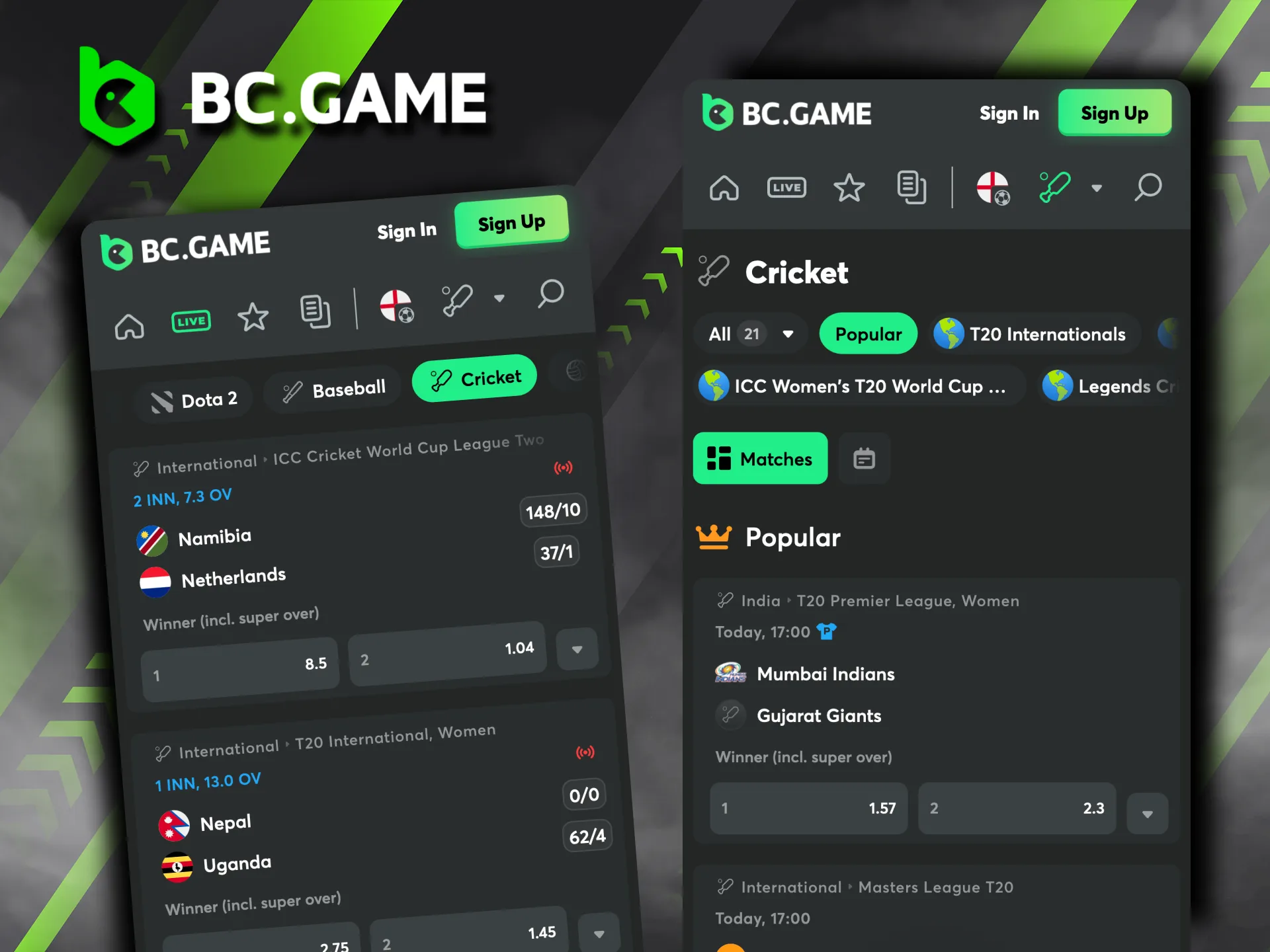 BC Game offers cricket enthusiasts live betting, multiple markets, and over 20 exciting tournaments.