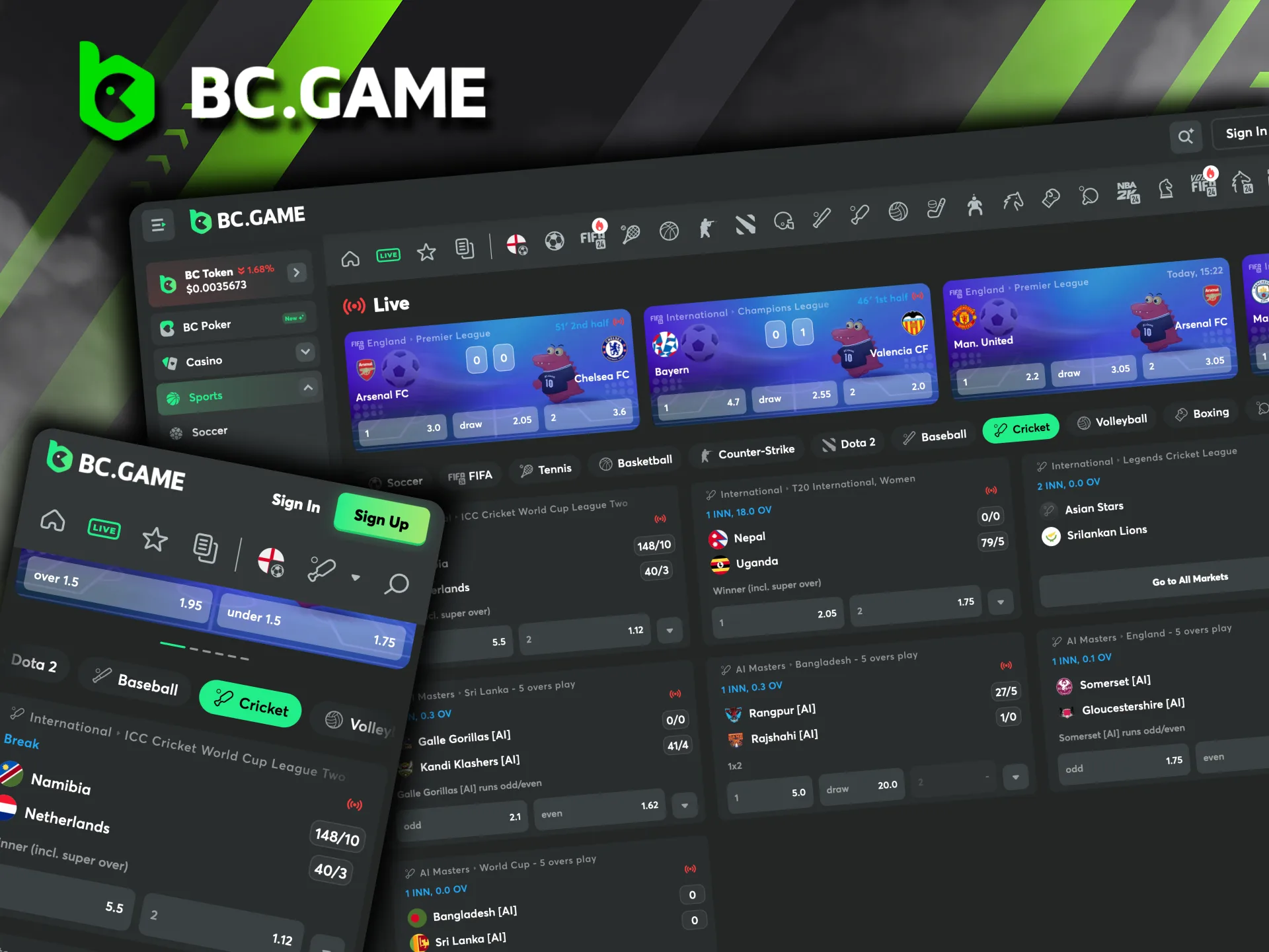 BC Game’s live cricket betting lets you bet during matches.