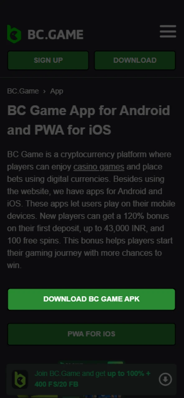 Download BC Game apk file for Android devices.