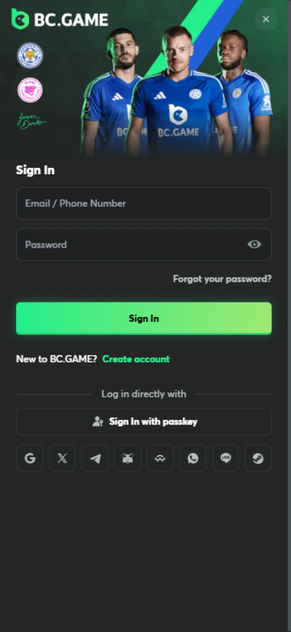 Log in to your BC Game account and start playing.