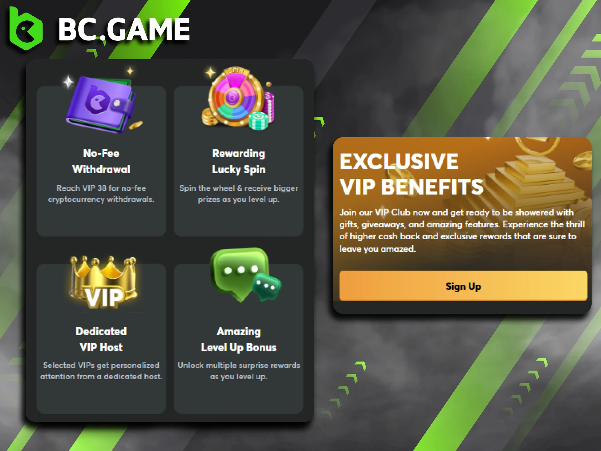 Join BC Game's VIP Club and earn exclusive rewards.