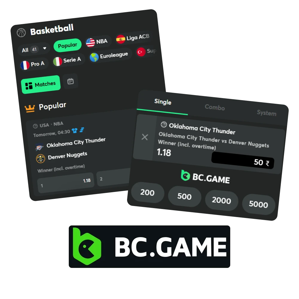 Place your bets on your favorite basketball team at BC Game.