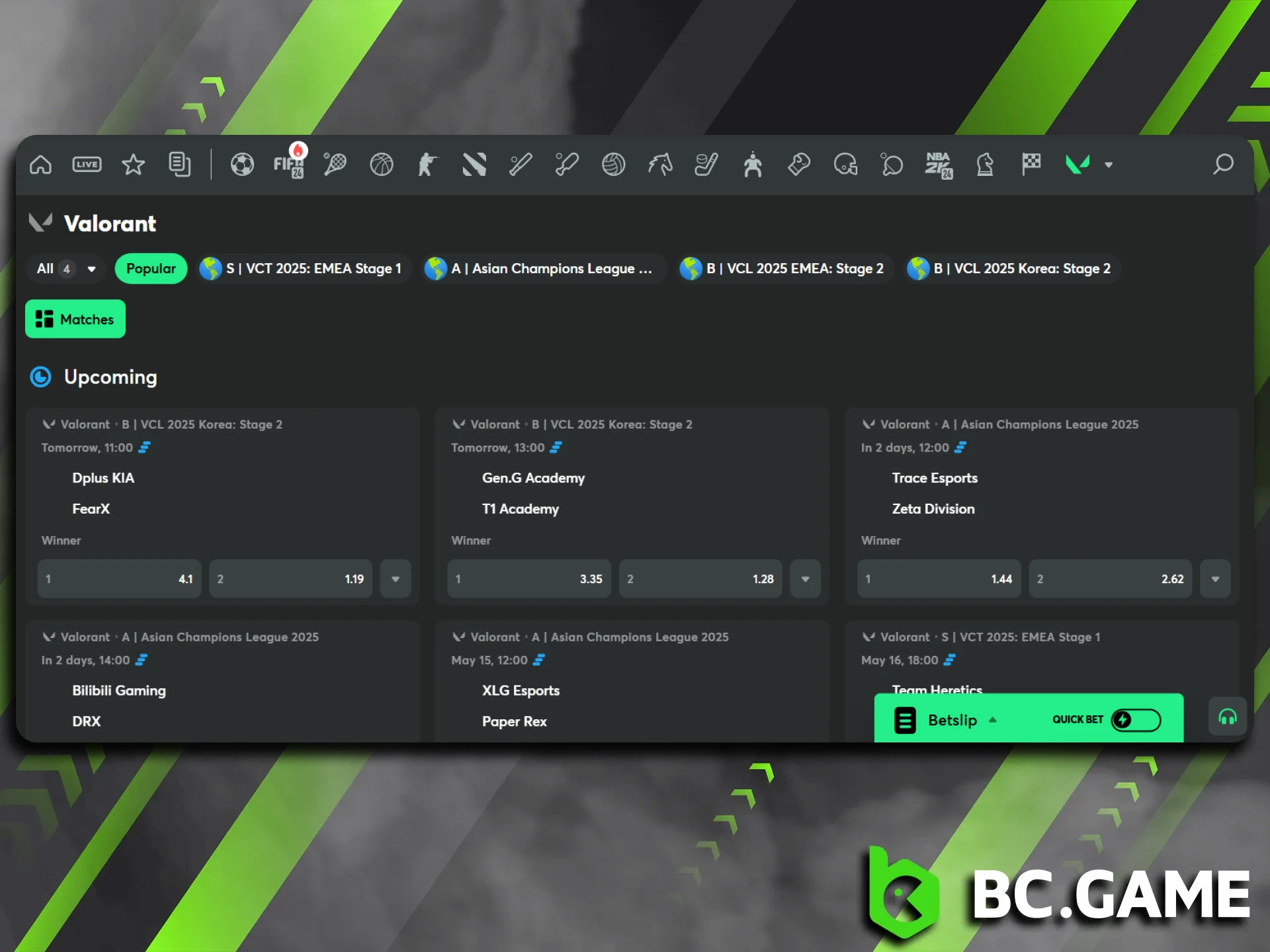 Follow the teams' tactics and bet on Valorant at BC Game bookmaker.