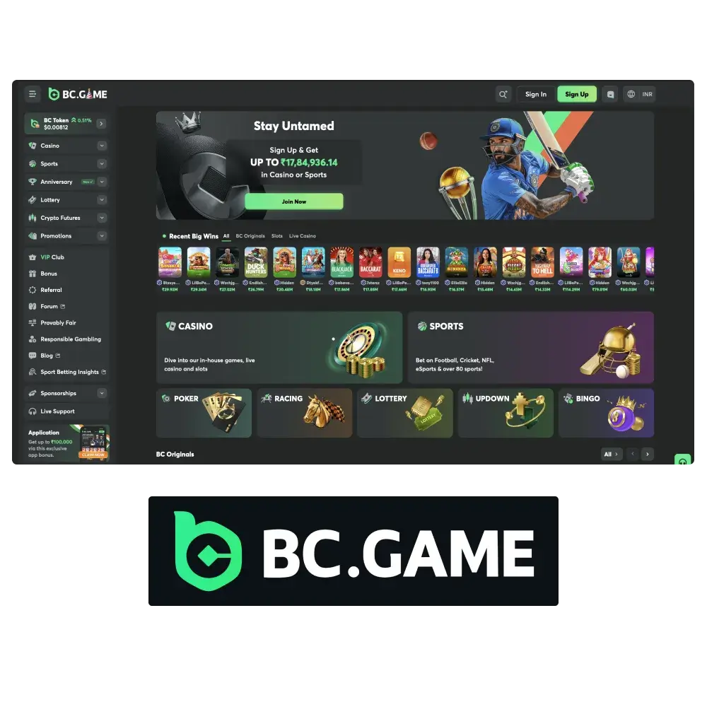 BC Game provides casino games and sports betting.