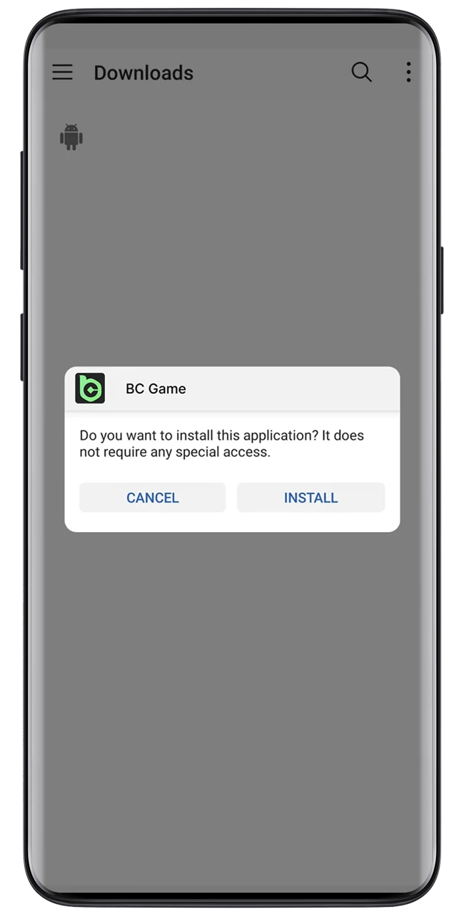 Install the BC Game app on your Android device.