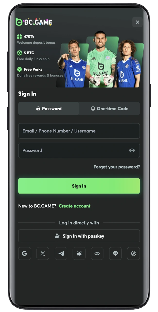 Log in to your BC Game account and start playing.
