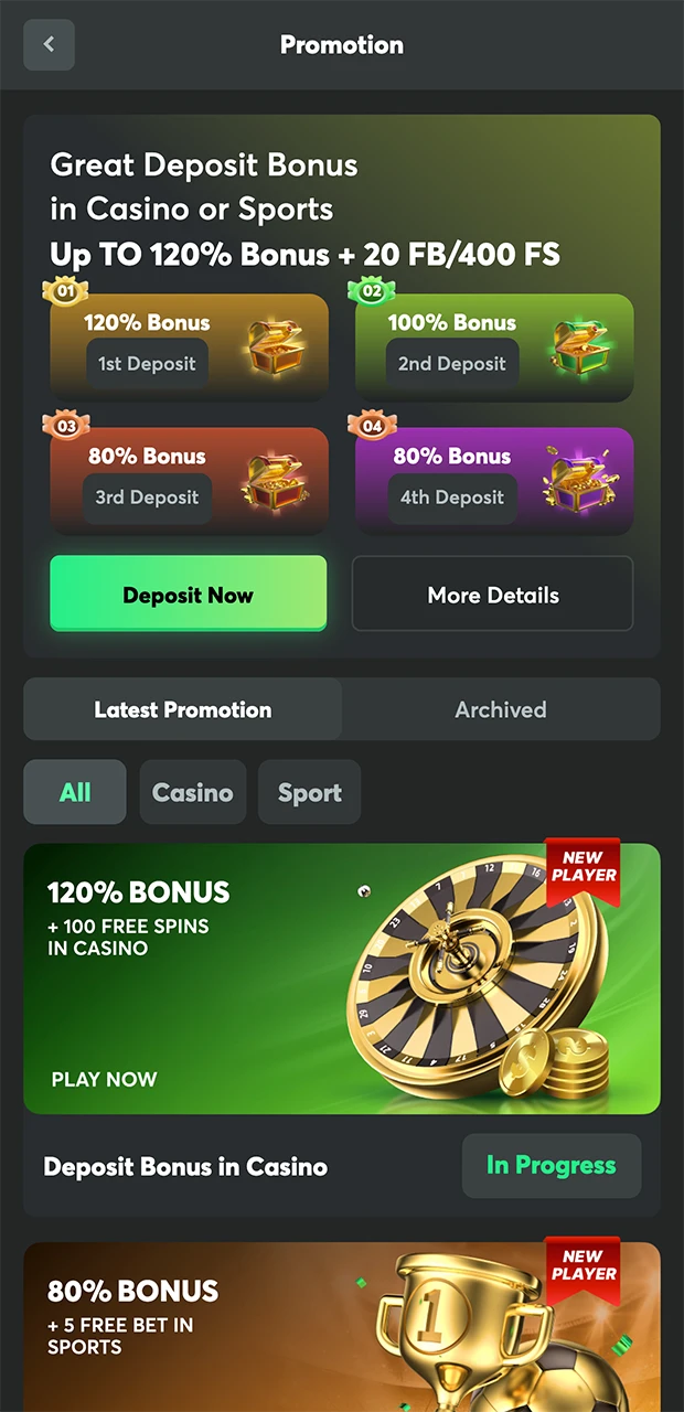 BC Game's bonuses and promotions section.