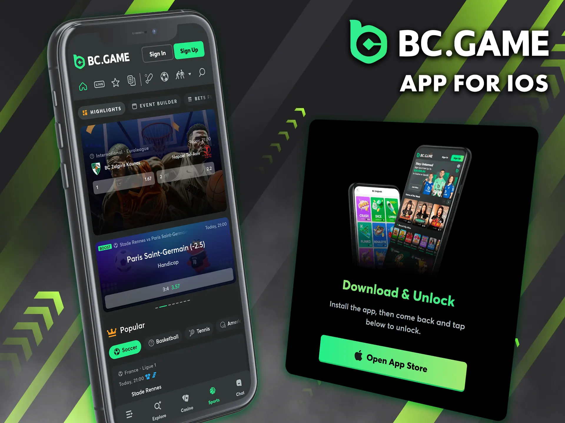 BC Game iOS users can access a PWA version without App Store download.