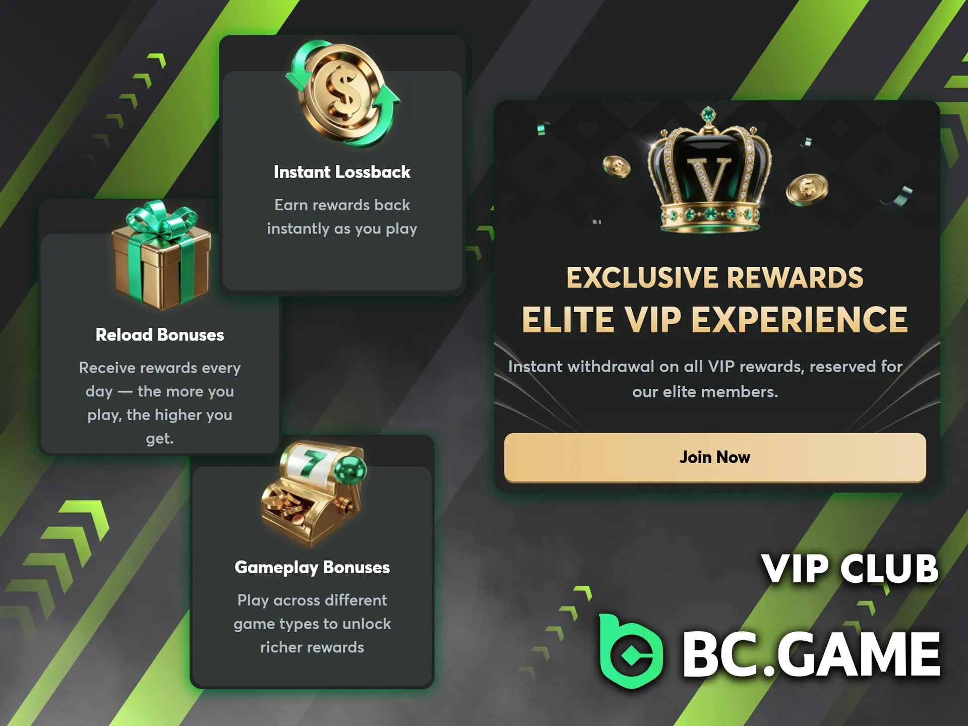 Join BC Game's VIP Club and earn exclusive rewards.