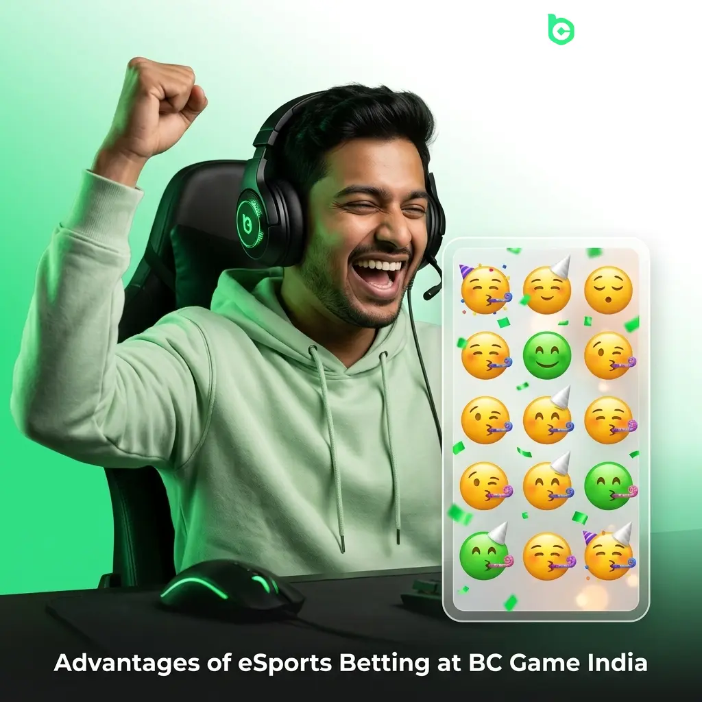 BC Game India esports betting advantages including welcome bonus, UPI payments, competitive odds, and mobile app features
