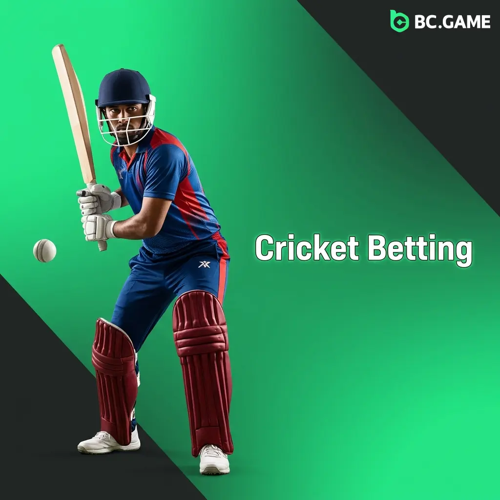 BC Game cricket betting interface showing IPL, Test, ODI and T20 markets with live ball-by-ball wagering options