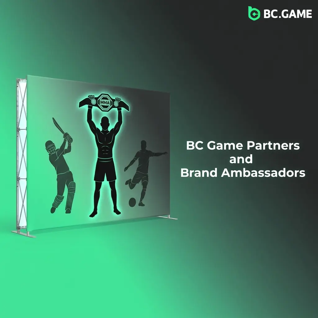 BC Game partners including Argentina football team, Watford FC, UFC, Paolo Maldini, and crypto esports ambassadors