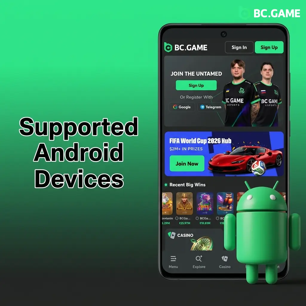 Android devices compatible with BC Game PWA including Samsung, OnePlus, Xiaomi, Realme, Google Pixel, Oppo, Vivo, Motorola