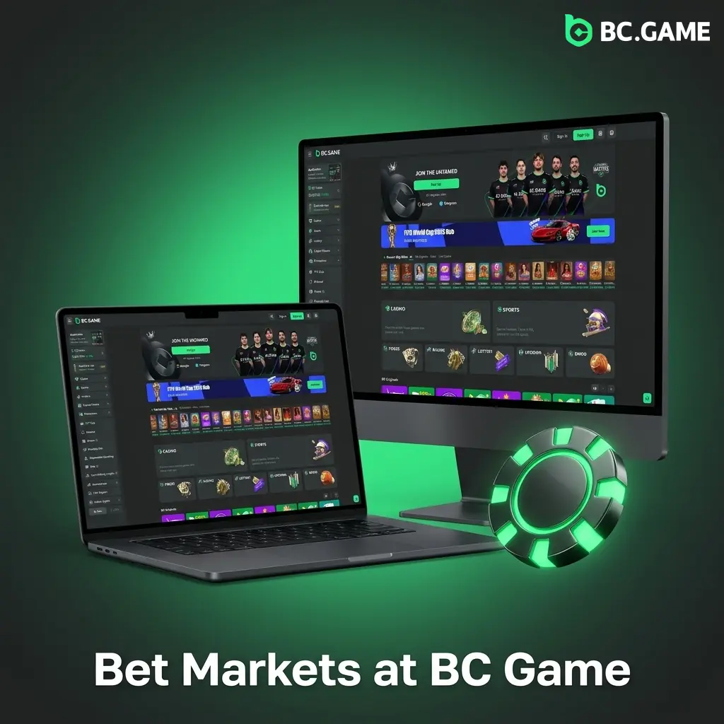 BC Game bet markets including 1X2, handicap, over/under, correct score, and both teams to score options