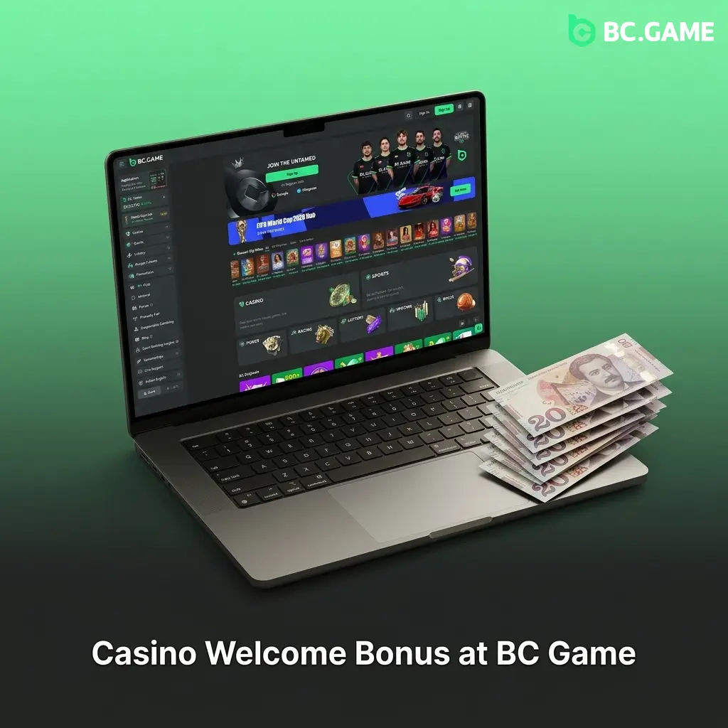 BC Game welcome bonus showing 220%, 300%, 400%, and 500% rakeback tiers across four deposits for Indian players