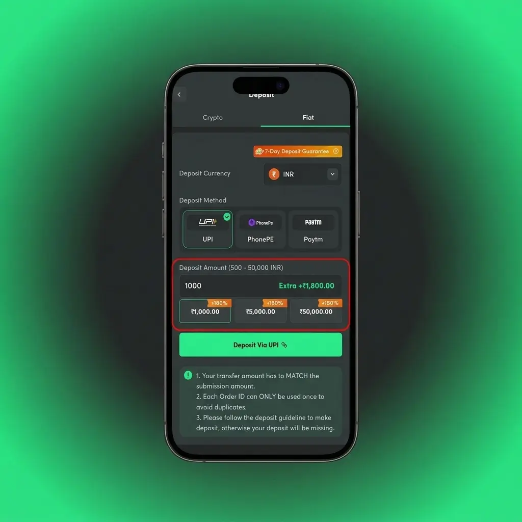 Step-by-step BC Game deposit guide for Indian users showing UPI, PhonePe, Paytm and crypto payment options