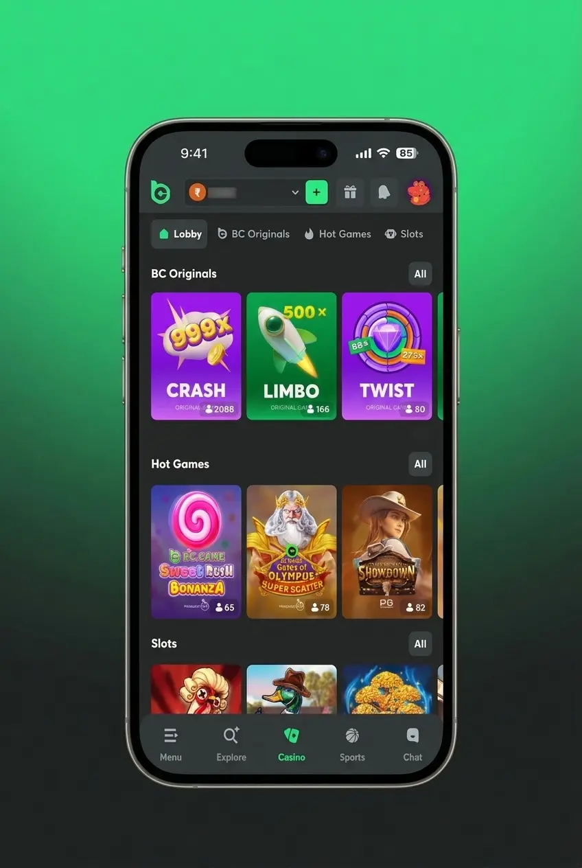 BC Game Casino registration steps for Indian players showing UPI, PhonePe, Paytm deposit options and bonus details